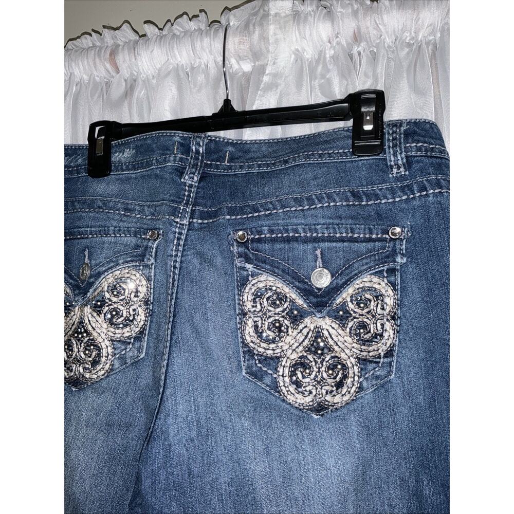 Women’s Y2K Style Flattering Bootcut Jeans With Rhinestone Pockets Size 12 - Picture 9 of 11